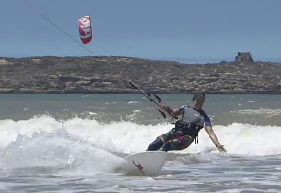 Upwind stand on a directional kitesurf board